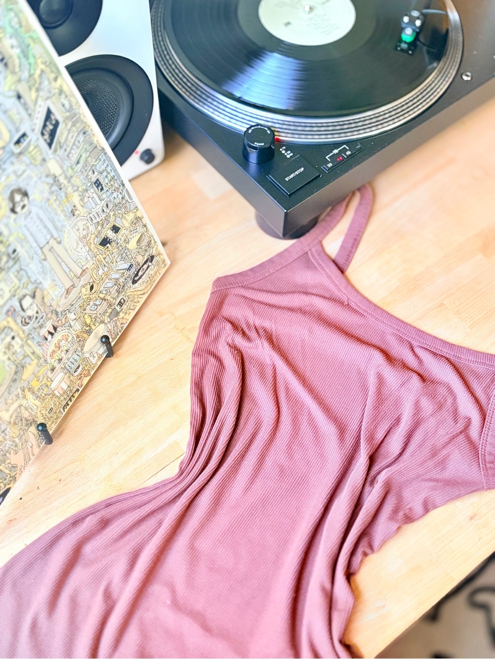 No Boundaries Ribbed One-Shoulder Tank in Dusty Rose